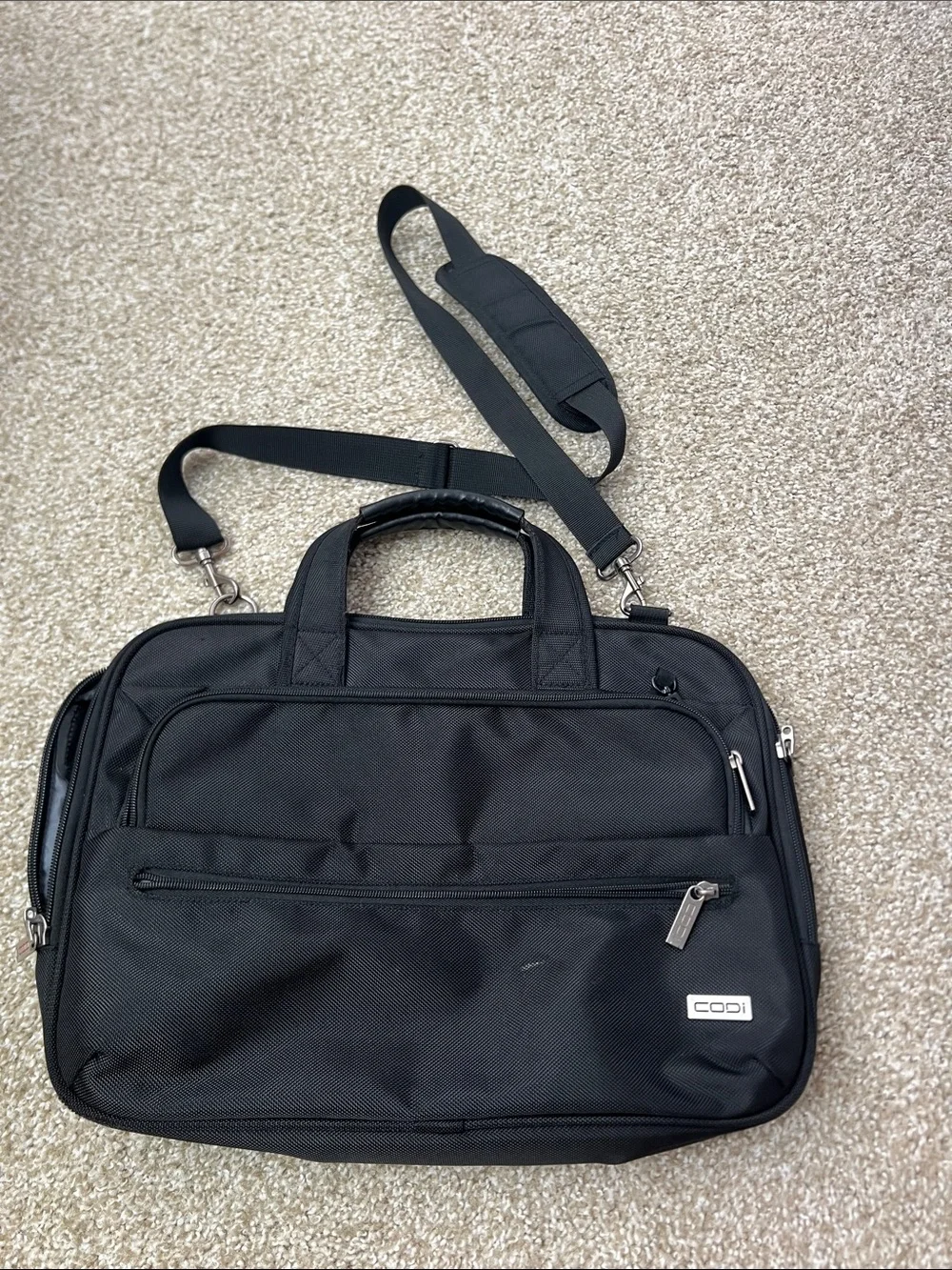 Black Men's Laptop Briefcase with Detachable Shoulder Strap
